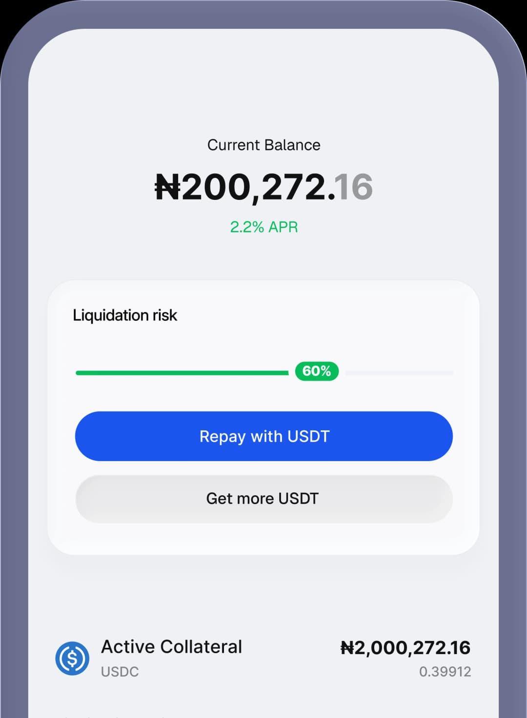 Atom Asset-Backed Lending Interface on Mobile