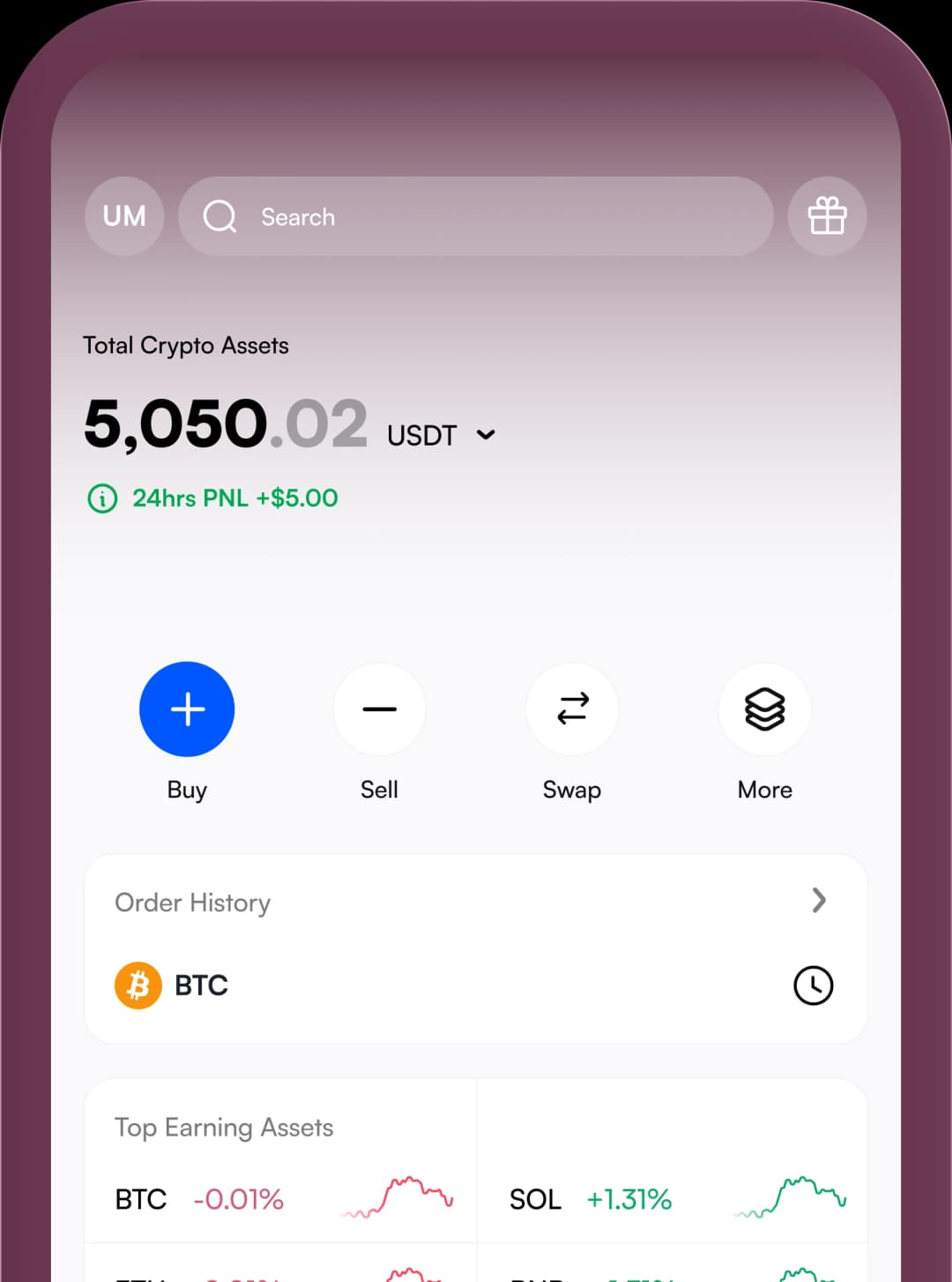 Atom Crypto Interface on Mobile